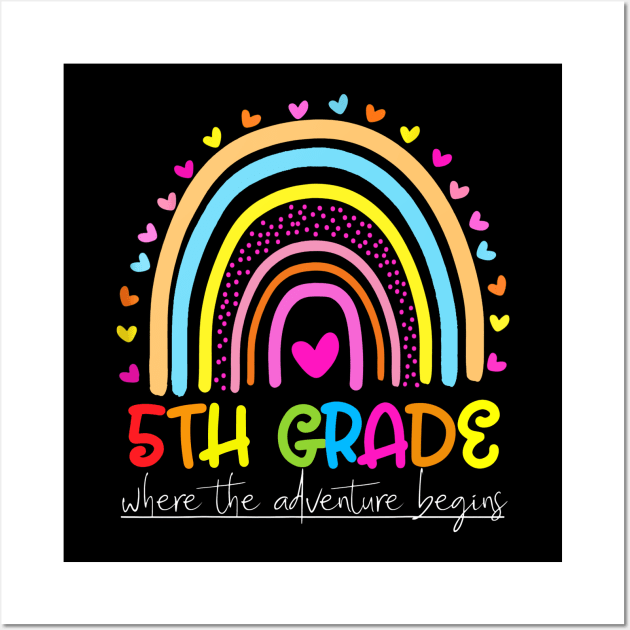 Rainbow 5th Grade Where The Adventure Begins Wall Art by Red and Black Floral